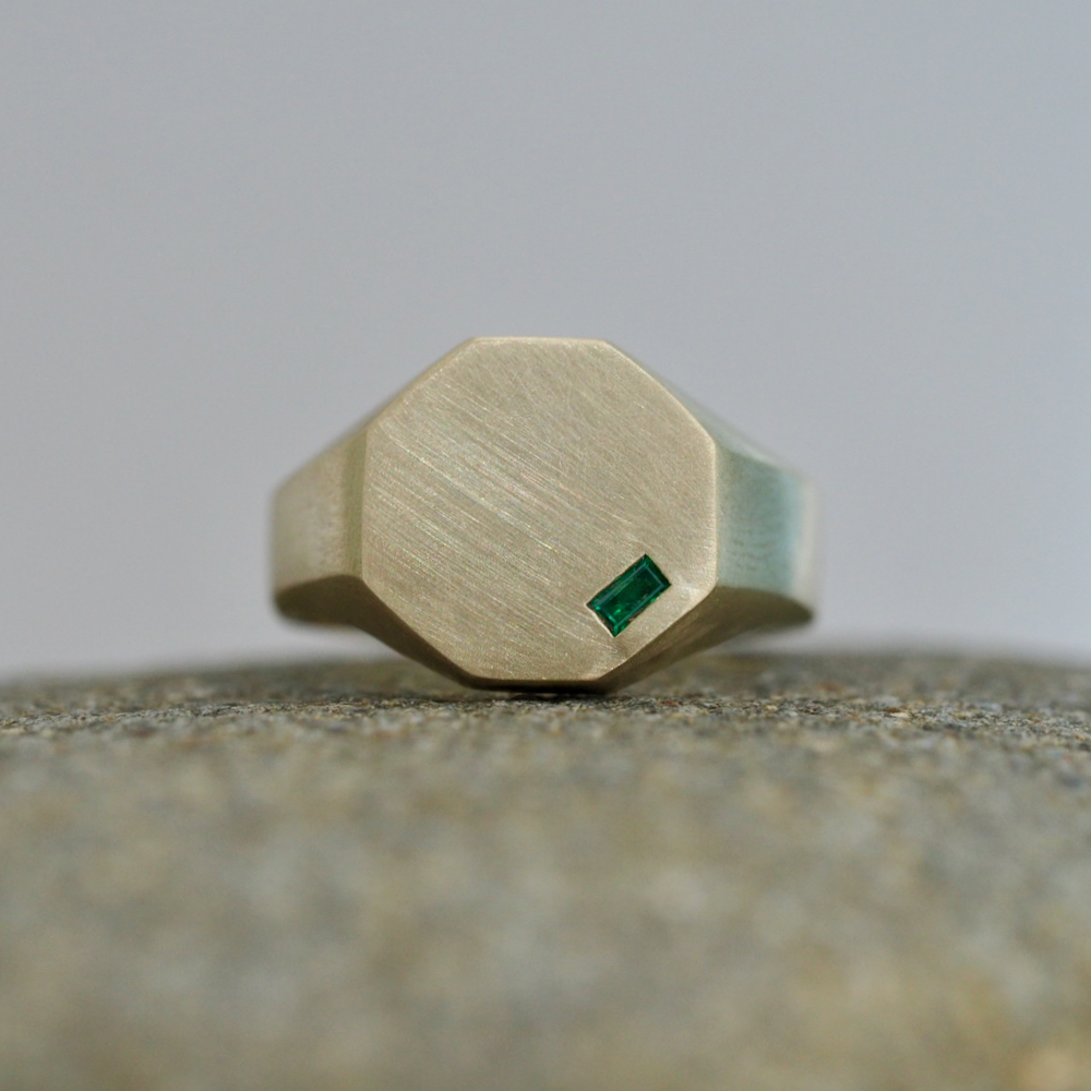 Octagon Signet with emerald